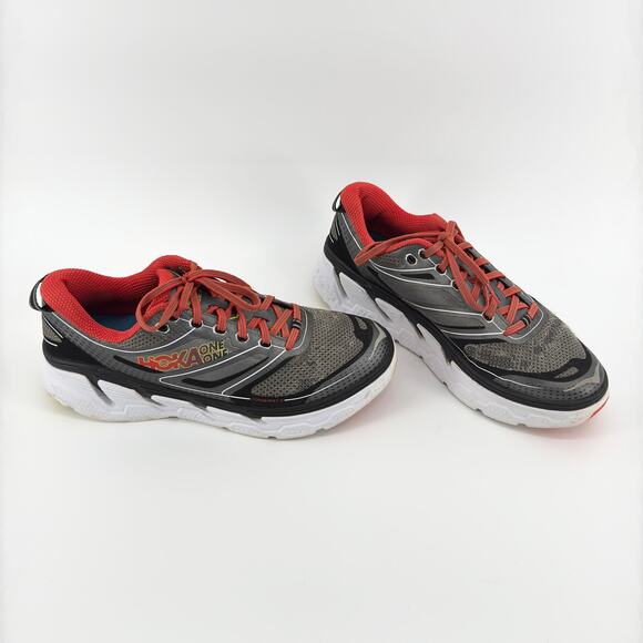 Hoka One One Conquest 3 Road Running Shoes Men’s 9.5 Black/Red Athletic Sneakers - Picture 2 of 11